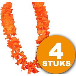 Oranje Feestkleding | 4 stuks Oranje Krans Hawaii de Luxe | Oranje Feestartikelen | Feestkleding EK Voetbal 2021